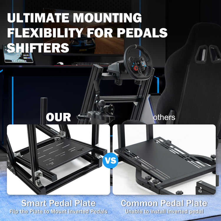 Anman 8040 Aluminum Profile Racing Sim Cockpit with Black Seat,F1 Trunk Simulator,Fit for Moza/Logitech/Fanatec/Thrustmaster,Professional-Grade,No Seat,Steering Wheel,Handbrake,Pedals