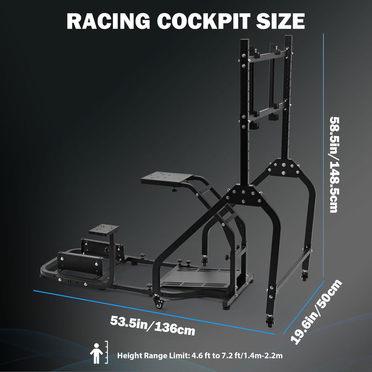 Anman Stand-up Racing Simulator Cockpit with Monitor Mount FIt for Logitech G29 G920 G923,for Thrustmaster T-GT II T80 T150,for PXN V9 V10 V99,Standing Sim Driving Cockpit,Not Include Wheel Shifter Pedal TV