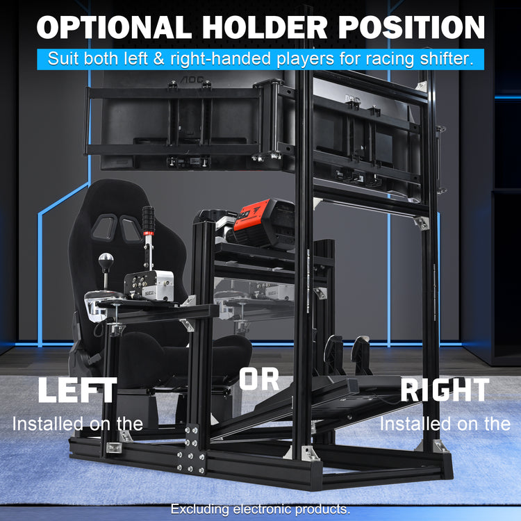 Anman Sim Racing Cockpit 8040 Aluminium Profile Racing Stand with Triple Monitor Stand, Fit for Using Direct Drive Steering Wheel GPRO CSLDD T818 Driving Simulator Cockpit with Black Seat Not Include Steering Wheel,Pedals,Handbrake