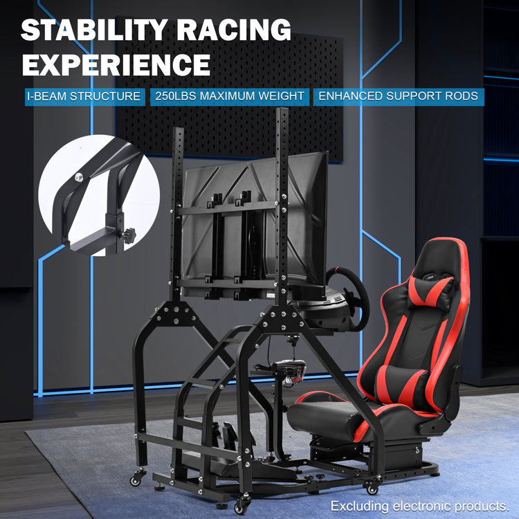Anman Stand-up Racing Simulator Cockpit with Gaming Seat Monitor Mount FIt for Logitech G29 G920 G923,for Thrustmaster T-GT II T80 T150,for PXN V9 V10 V99,Standing Sim Driving Cockpit,Not Include Wheel Shifter Pedal TV