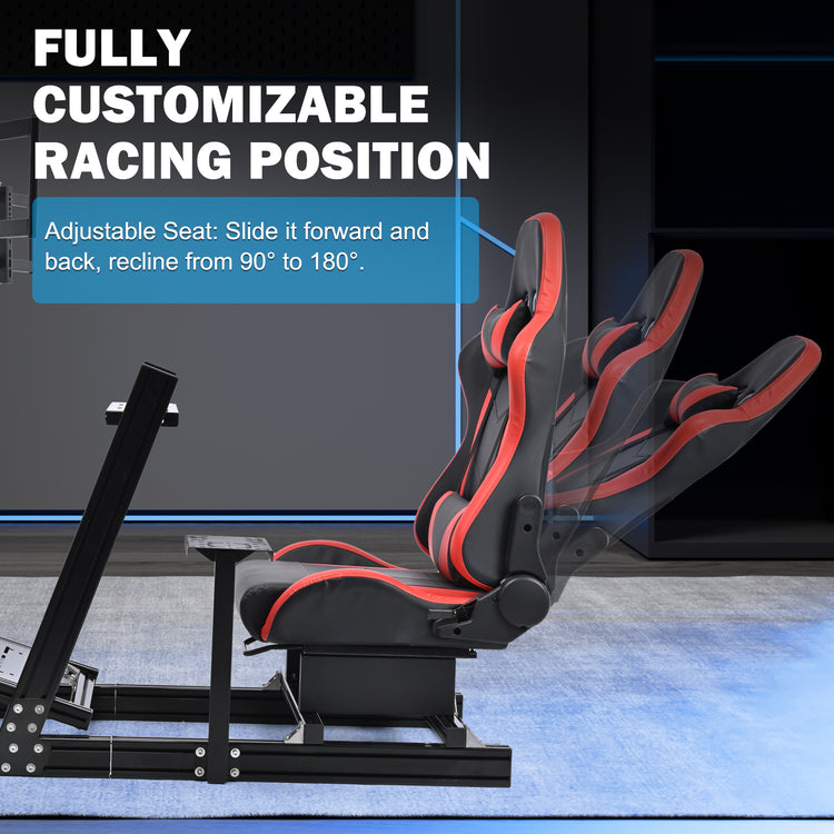 Anman 8040 Aluminum Profile Racing Sim Cockpit with Red Seat Triple Screen Monitor,F1 Trunk Simulator,Fit for Moza/Logitech/Fanatec/Thrustmaster,Professional-Grade,No TV,Steering Wheel,Handbrake,Pedals