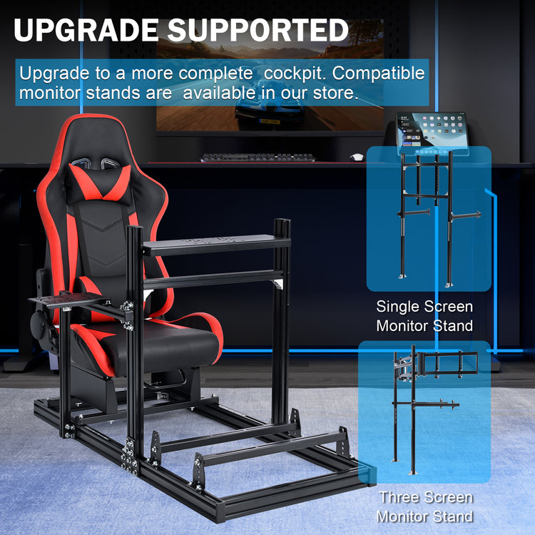 Anman 3060 Aluminum Profile Racing Simulator Cockpit with Red Seat, Compatible with Thrustmaster, Fanatec, Logitech G29/GPro, etc,Does Not Include Steering Wheel, Pedals, or Handbrake