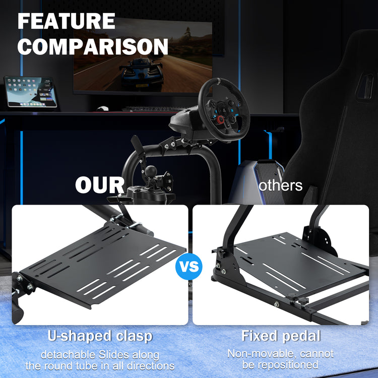 Anman Racing Simulator Cockpit Frame with Black Seat Fits for Logitech G29 G920/Thrustmaster/Fanatec,Adjustable Gaming Wheel Stand,Not Included Wheel, Pedal,Handbrake