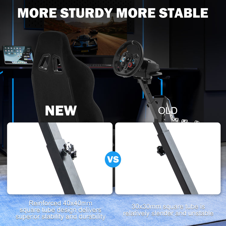 Anman Racing Simulator Cockpit With Black Seat Fit for Logitech G25 G27 G920 G29, Thrustmaster Tx 458, T500 RS,PC, PS4,Adjustable Racing Simulator Mount, Wheel ,Shifter ,Pedals NOT Included