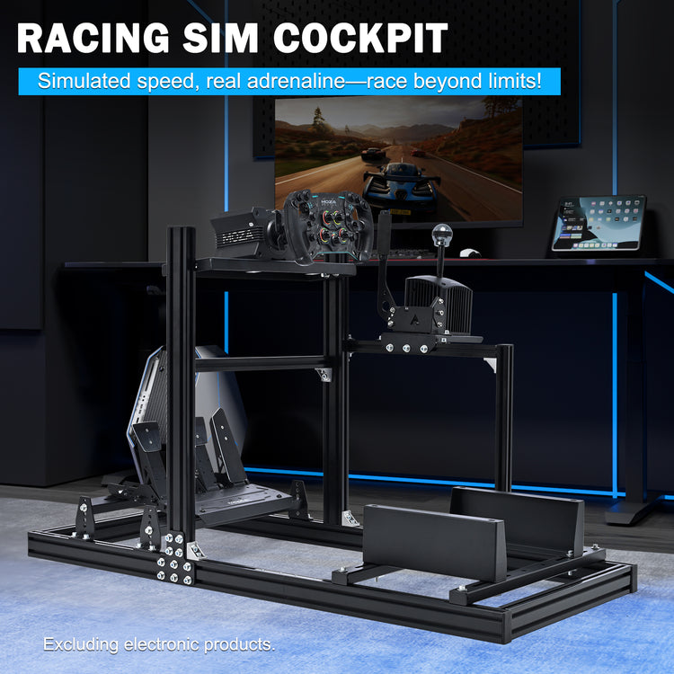 Anman 3060 Aluminum Profiles Racing Simulator Cockpit,Fully Adjustable , Support for Logitech/Thrustmaster/Fanatec,Not Include Steering Wheel,Pedals,Handbrake