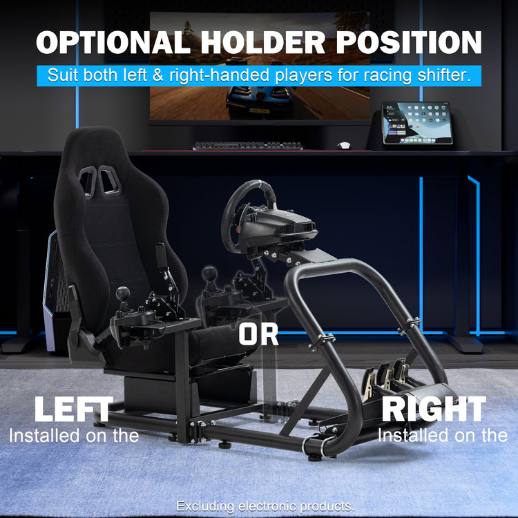 Anman Pro Adjustable Driving Racing Simulator Cockpit with Black Seat, Fit for Logitech G29 G920 G923/Thrustmaster T300RS/Moza R3 R5, Wheel, Pedals and Monitor Mount Not Included