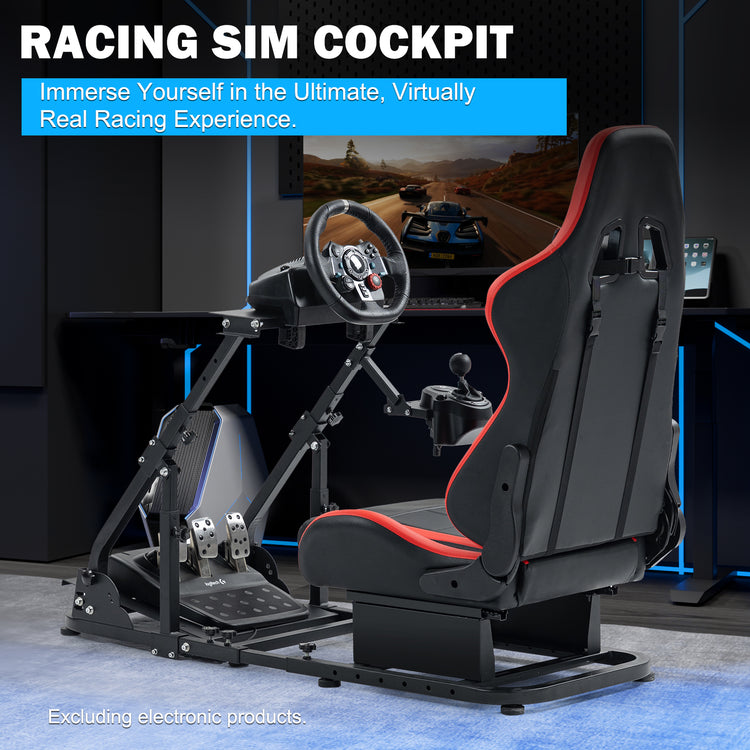 Anman Racing Simulator Cockpit with Red Seat, Compatible with Logitech G27 G29 G920 G923,For Thrustmaster T300RS,For Fanatec,Does Not Include Steering Wheel, Pedals, or Handbrake