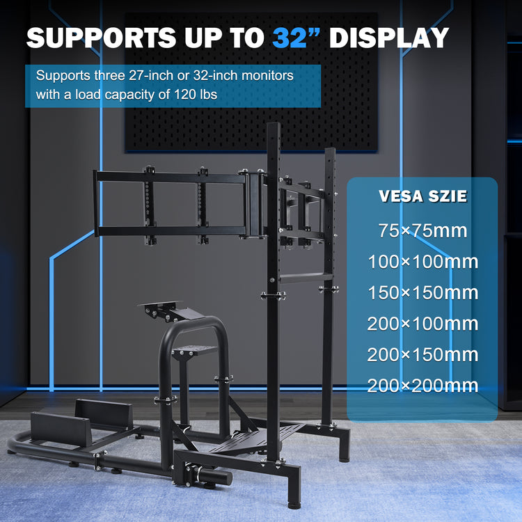 Anman Racing Simulator Cockpit Vertical Bracket with Triple Monitor Stand Fit for Logitech G29 G920 G923/for Thrustmaster T300RS CSL-DD/for Fanatec , No Steering Wheel, Pedal or Shifter