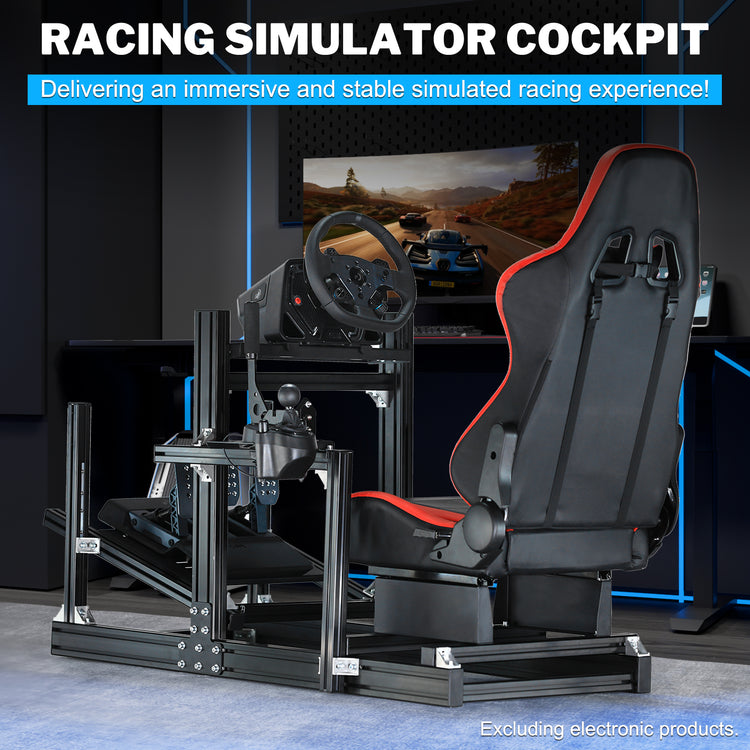 Anman Sim Racing Cockpit 8040 Aluminium Profile Racing Stand, Fit for Using Direct Drive Steering Wheel GPRO CSLDD T818 Driving Simulator Cockpit with Red Seat Not Include Steering Wheel,Pedals,Handbrake