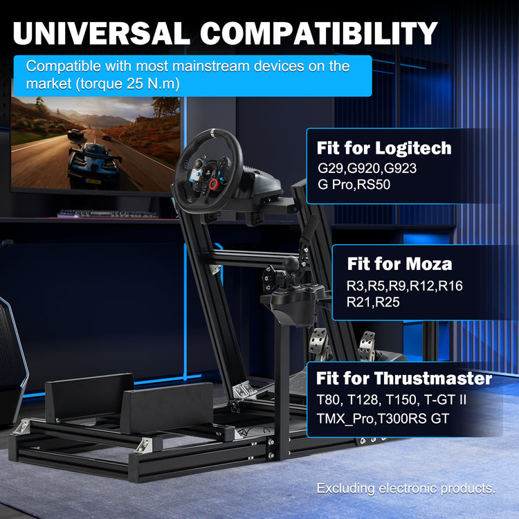 Anman 8040 Aluminum Profile Racing Sim Cockpit F1 Trunk Simulator Fit for Moza/Logitech/Fanatec/Thrustmaster,Professional-Grade,No Seat,Steering Wheel,Handbrake,Pedals