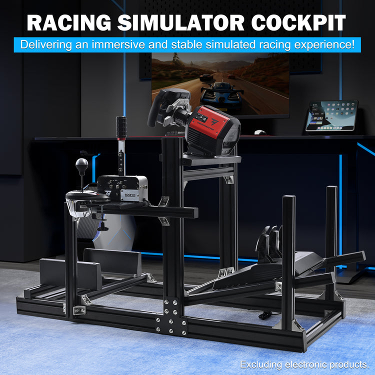 Anman Sim Racing Cockpit 8040 Aluminium Profile Racing Stand, Fit for Using Direct Drive Steering Wheel GPRO CSLDD T818 Driving Simulator Cockpit Not Include Steering Wheel,Pedals,Handbrake