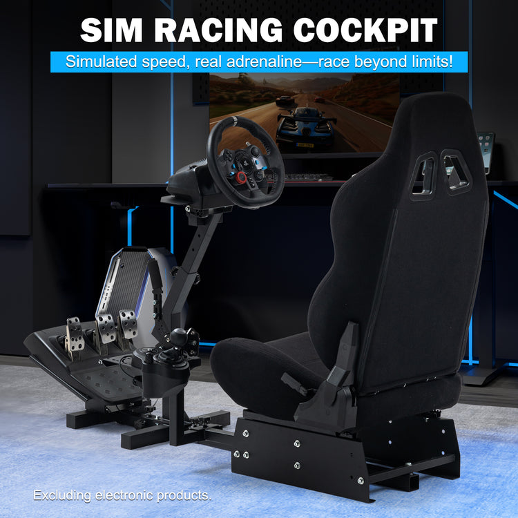 Anman Racing Simulator Cockpit With Black Seat Fit for Logitech G25 G27 G920 G29, Thrustmaster Tx 458, T500 RS,PC, PS4,Adjustable Racing Simulator Mount, Wheel ,Shifter ,Pedals NOT Included