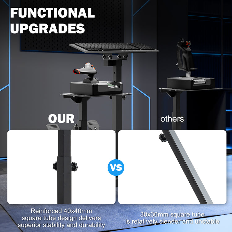 Anman Pro Flight Sim Stand Racing Wheel Frame Dual-Purpose Fit for Logitech Shifter Joystick Pedals,For Thrustmaster HOTAS Warthog, Only Include Flight Joystick Stand and Three Sizes Shift Lever Panels