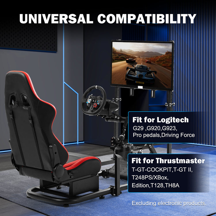 Anman G29 Racing Sim Simulator Cockpit with Red Seat Equipped with Monitor TV Stand fit for Thrustmaster T300RS,for Logitech G27 G29 G920 G923 Handbrake Wheel Shifter Pedals Monitor Not Included