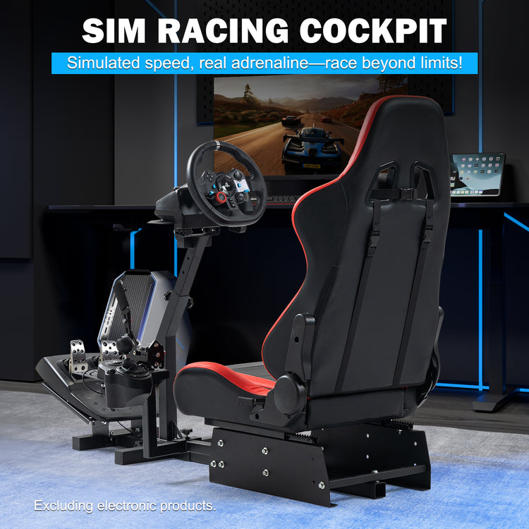 Anman Racing Simulator Cockpit With Red Seat Fit for Logitech G25 G27 G920 G29, Thrustmaster Tx 458, T500 RS,PC, PS4,Adjustable Racing Simulator Mount, Wheel ,Shifter ,Pedals NOT Included
