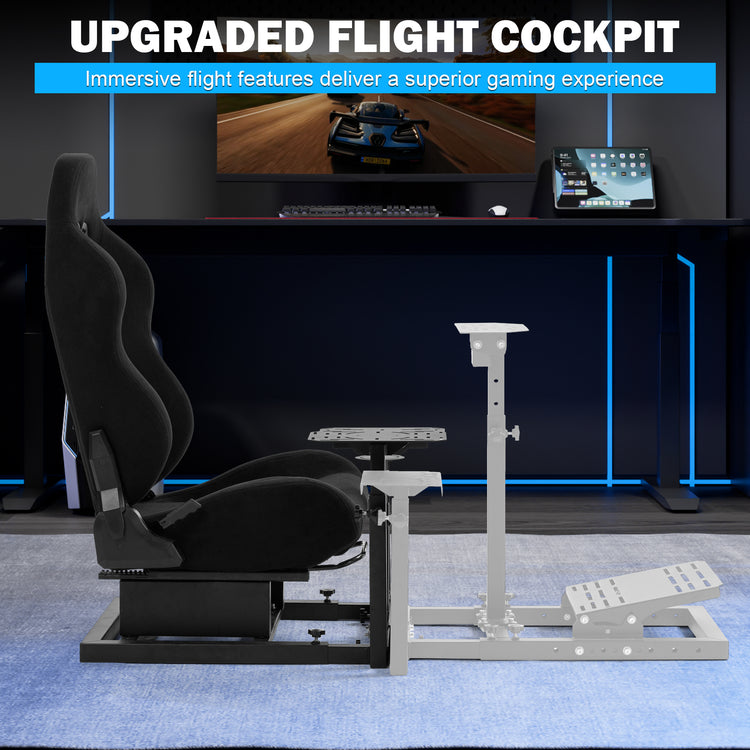 Anman Connecting Seat Racing Simulator with Black Seat, Stand Double Shifters Fit for Logitech Shifter Joystick Pedals,For Thrustmaster HOTAS Warthog,Without , Pedal, Joystick,Handbrake,Seat