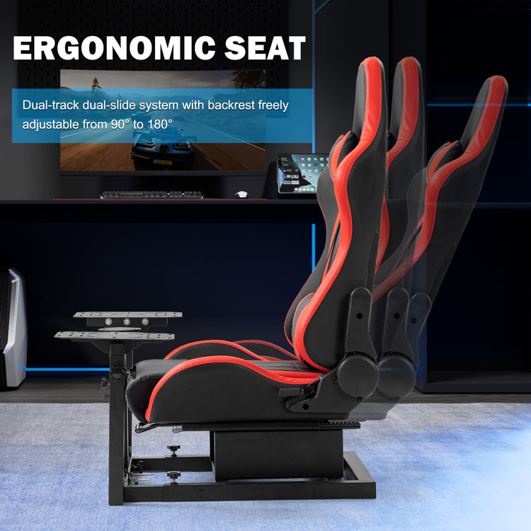 Anman Connecting Seat Racing Simulator with Red Seat, Stand Double Shifters Fit for Logitech Shifter Joystick Pedals,For Thrustmaster HOTAS Warthog,Without , Pedal, Joystick,Handbrake,Seat