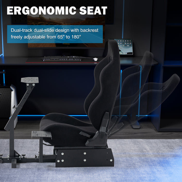 Anman Racing Simulator Cockpit With Black Seat Fit for Logitech G25 G27 G920 G29, Thrustmaster Tx 458, T500 RS,PC, PS4,Adjustable Racing Simulator Mount, Wheel ,Shifter ,Pedals NOT Included