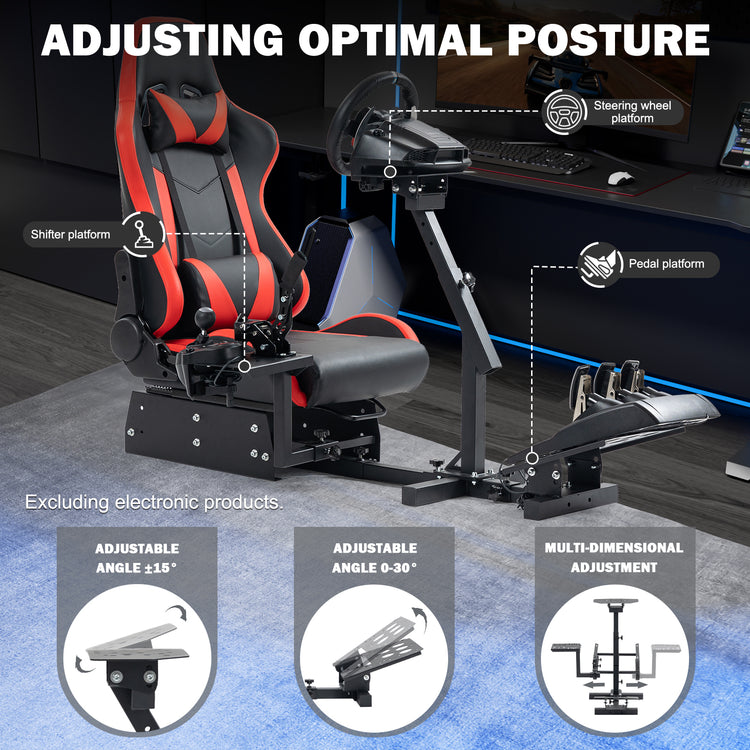 Anman Racing Simulator Cockpit With Red Seat Fit for Logitech G25 G27 G920 G29, Thrustmaster Tx 458, T500 RS,PC, PS4,Adjustable Racing Simulator Mount, Wheel ,Shifter ,Pedals NOT Included