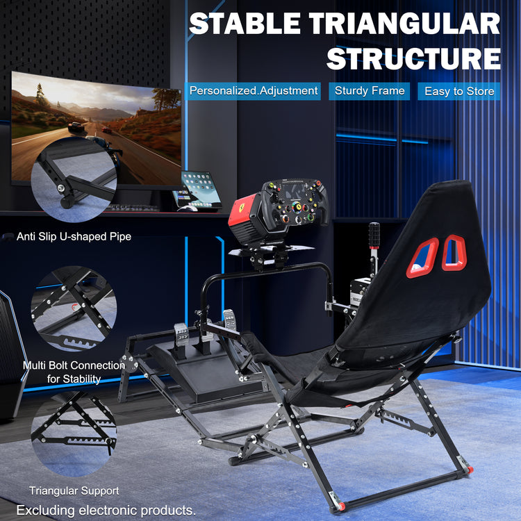 Anman Foldable Racing Simulator Cockpit Mount—Supports Direct-Drive Systems, Fully Adjustable X-frame Mount, Compatible with Logitech G29/G920/G923/G PRO, Fit forThrustmaster T248/T300, for Fanatec