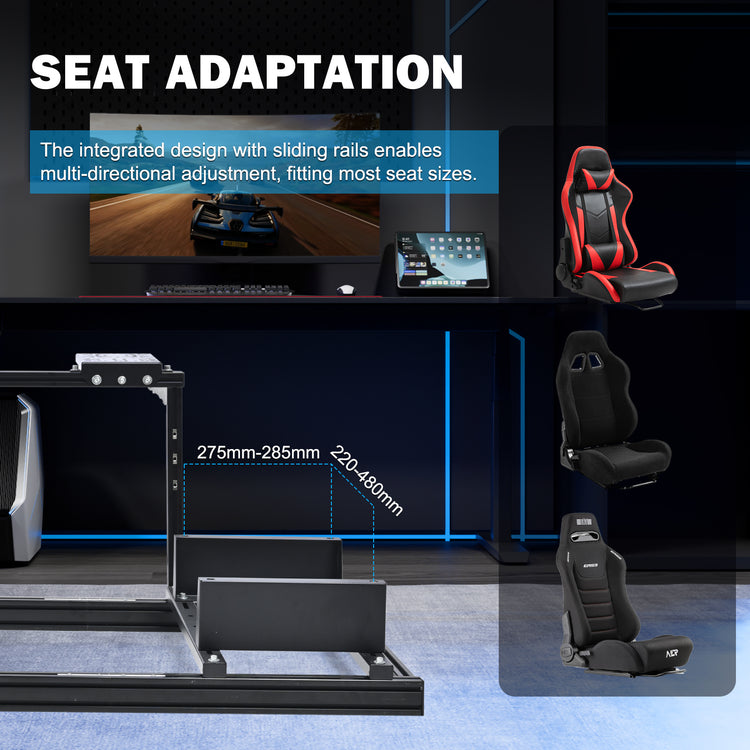 Amman 3060 Aluminum Profile Racing Simulator Cockpit with Triple Monitor Mount, Compatible with Logitech/Thrustmaster/Fanatec Series,Steering Wheel, Pedals, Handbrake, and Monitors Require Separate Purchase