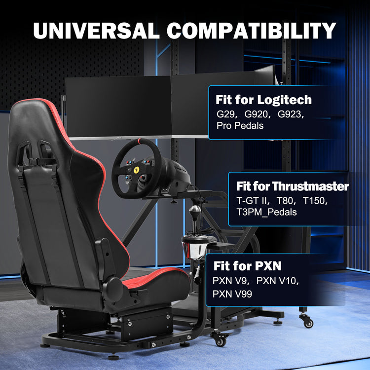 Anman Stand-up Racing Simulator Cockpit with Gaming Seat Triple Monitor Stand FIt for Logitech G29 G920 G923,for Thrustmaster T-GT II T80 T150,for PXN V9 V10 V99,Standing Sim Driving Cockpit, Not Include Wheel Shifter Pedal TV