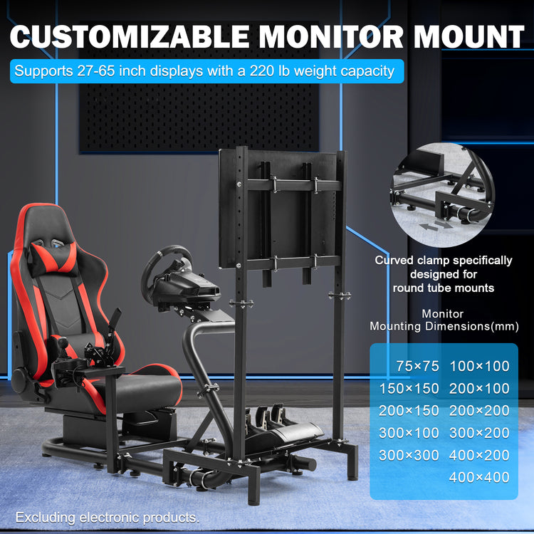 Anman G29 Racing Sim Simulator Cockpit with Red Seat Equipped with Monitor TV Stand fit for Thrustmaster T300RS,for Logitech G27 G29 G920 G923 Handbrake Wheel Shifter Pedals Monitor Not Included
