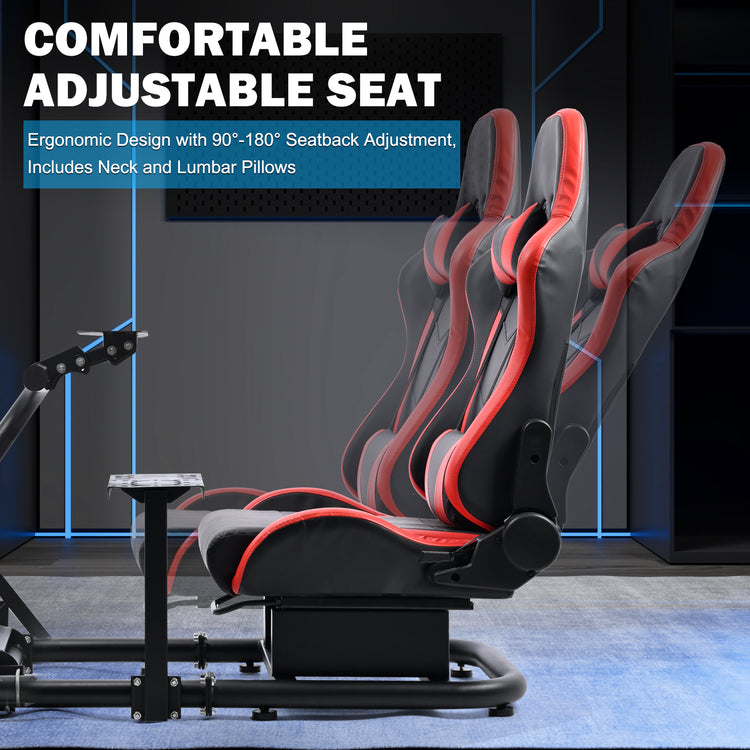 Anman G29 Racing Sim Simulator Cockpit with Red Seat Equipped with Monitor TV Stand fit for Thrustmaster T300RS,for Logitech G27 G29 G920 G923 Handbrake Wheel Shifter Pedals Monitor Not Included