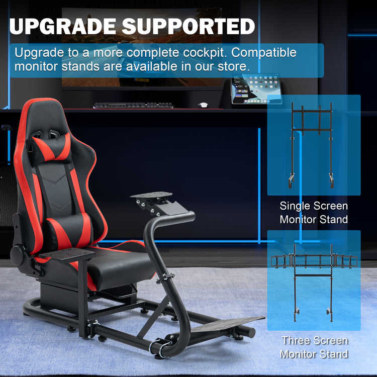 Anman Sim Simulator Cockpit With Red Seat fit for Thrustmaster Logitech G29,G920,G920,T300rs,T150,T248 Round Tube Freedom Upgrade. Wheel ,Shifter ,Pedals NOT Included