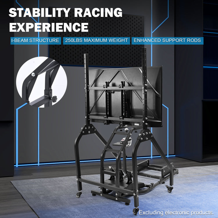 Anman Stand-up Racing Simulator Cockpit with Monitor Mount FIt for Logitech G29 G920 G923,for Thrustmaster T-GT II T80 T150,for PXN V9 V10 V99,Standing Sim Driving Cockpit,Not Include Wheel Shifter Pedal TV