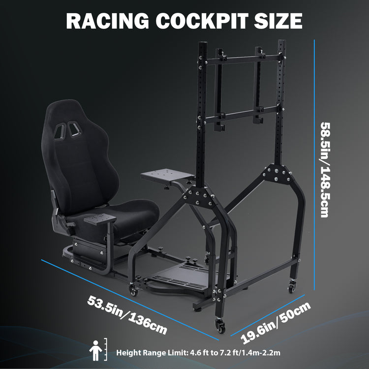 Anman Stand-up Racing Simulator Cockpit with Gaming Seat Monitor Mount FIt for Logitech G29 G920 G923,for Thrustmaster T-GT II T80 T150,for PXN V9 V10 V99,Standing Sim Driving Cockpit,Not Include Wheel Shifter Pedal TV