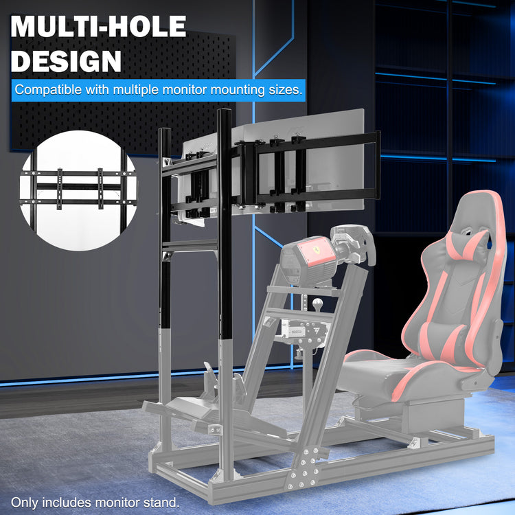 Anman 4040 Aluminum Profile Triple TV Mount Only Suitable Aluminum Racing Cockpit Compatible with 27-32 Inch Display 3 Screens Monitor Stand Without Pedals,Shift Lever,Steering Wheel,TV,Seat and Cockpit