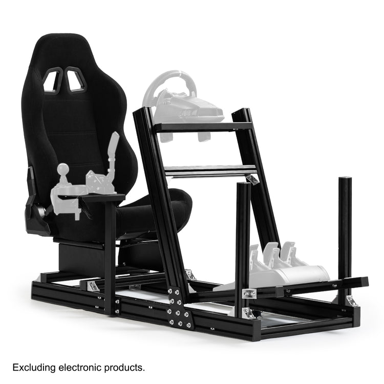 Anman 8040 Aluminum Profile Racing Sim Cockpit with Black Seat,F1 Trunk Simulator,Fit for Moza/Logitech/Fanatec/Thrustmaster,Professional-Grade,No Seat,Steering Wheel,Handbrake,Pedals
