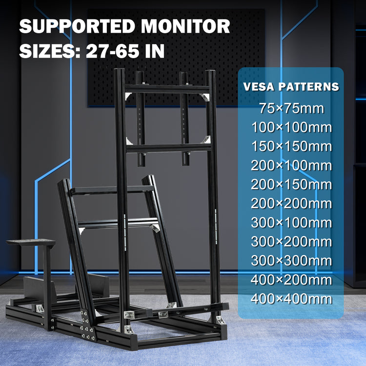 Anman 8040 Aluminum Profile Racing Sim Cockpit with Monitor Mount,F1 Trunk Simulator,Fit for Moza/Logitech/Fanatec/Thrustmaster,Professional-Grade,No TV,Seat,Steering Wheel,Handbrake,Pedals