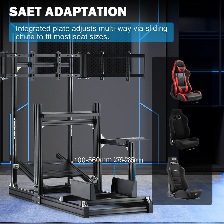 Anman Sim Racing Cockpit 8040 Aluminium Profile Racing Stand with Triple Monitor Stand, Fit for Using Direct Drive Steering Wheel GPRO CSLDD T818 Driving Simulator Cockpit Not Include Steering Wheel,Pedals,Handbrake