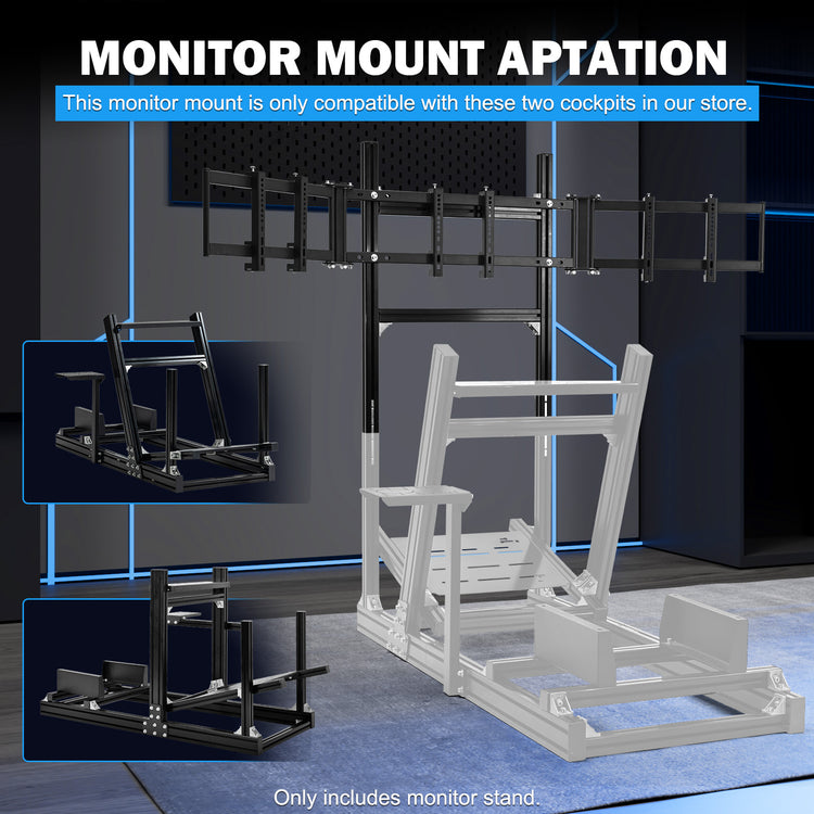Anman 4040 Aluminum Profile Triple TV Mount Only Suitable Aluminum Racing Cockpit Compatible with 27-32 Inch Display 3 Screens Monitor Stand Without Pedals,Shift Lever,Steering Wheel,TV,Seat and Cockpit