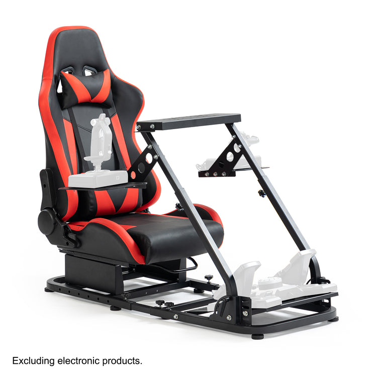 Anman Versatile Flight Simulator Cockpit with Red Seat Fits for Logitech G29 G920 G923 X52 G PRO,for Thrustmaster T16000 T248x T80 T300,Racing Simulator Cockpit,Electronics Not Included