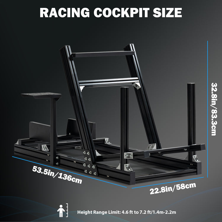 Anman 8040 Aluminum Profile Racing Sim Cockpit F1 Trunk Simulator Fit for Moza/Logitech/Fanatec/Thrustmaster,Professional-Grade,No Seat,Steering Wheel,Handbrake,Pedals