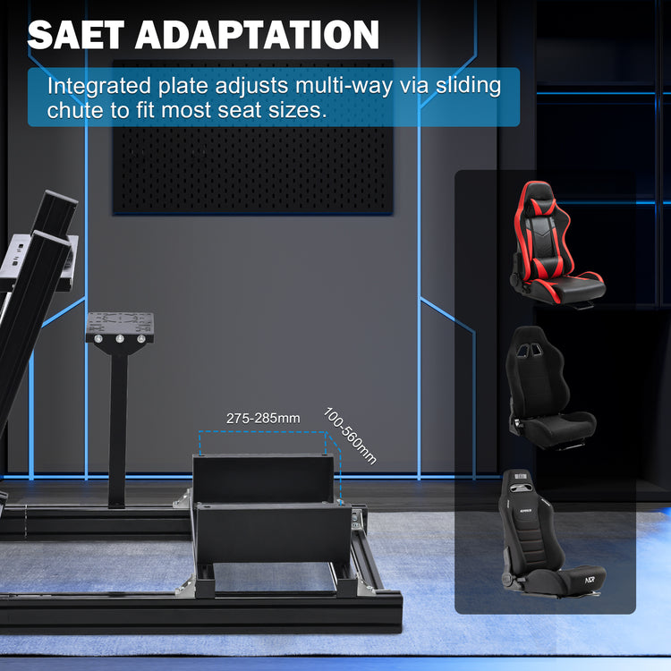 Anman 8040 Aluminum Profile Racing Sim Cockpit with Triple Screen Monitor Stand,F1 Trunk Simulator,Fit for Moza/Logitech/Fanatec/Thrustmaster,Professional-Grade,No Seat,Steering Wheel,Handbrake,Pedals