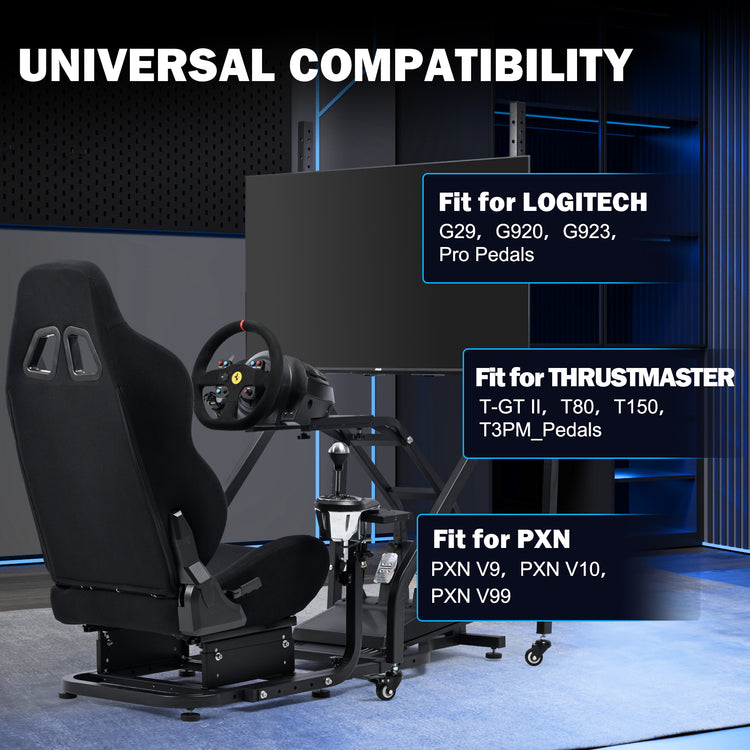 Anman Stand-up Racing Simulator Cockpit with Gaming Seat Monitor Mount FIt for Logitech G29 G920 G923,for Thrustmaster T-GT II T80 T150,for PXN V9 V10 V99,Standing Sim Driving Cockpit,Not Include Wheel Shifter Pedal TV