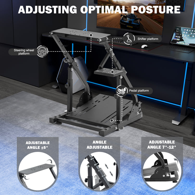 Anman Strengthen Stability Racing Wheel Stand Fit for Logitech G27 G29 G920 G923, for Thrustmaster T150 T248 T300 TMX, for Fanatec, Upgrade Steering Shifter Mount Cockpit, Wheel Shifter Pedals NOT Included