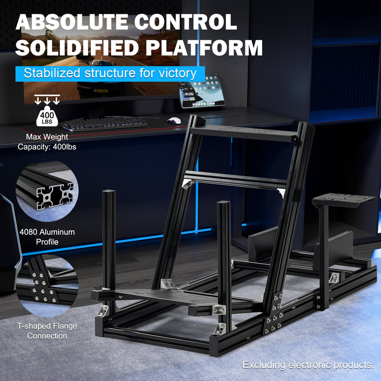 Anman 8040 Aluminum Profile Racing Sim Cockpit F1 Trunk Simulator Fit for Moza/Logitech/Fanatec/Thrustmaster,Professional-Grade,No Seat,Steering Wheel,Handbrake,Pedals