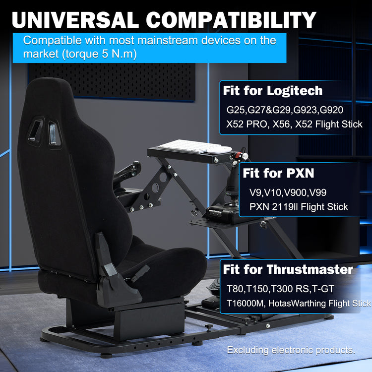 Anman Versatile Flight Simulator Cockpit with Black Seat Fits for Logitech G29 G920 G923 X52 G PRO,for Thrustmaster T16000 T248x T80 T300,Racing Simulator Cockpit,Electronics Not Included