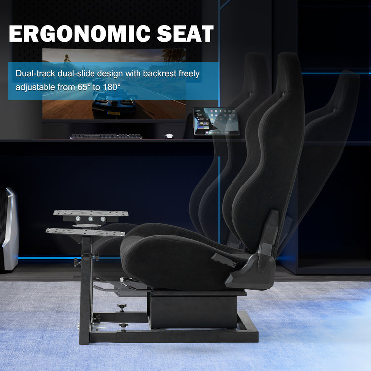 Anman Connecting Seat Racing Simulator with Black Seat, Stand Double Shifters Fit for Logitech Shifter Joystick Pedals,For Thrustmaster HOTAS Warthog,Without , Pedal, Joystick,Handbrake,Seat