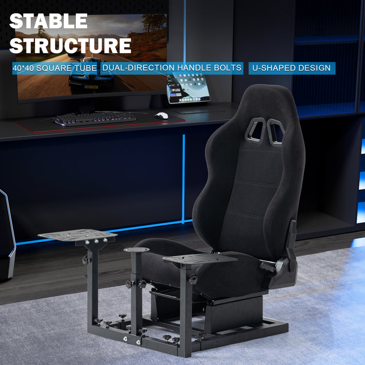 Anman Connecting Seat Racing Simulator with Black Seat, Stand Double Shifters Fit for Logitech Shifter Joystick Pedals,For Thrustmaster HOTAS Warthog,Without , Pedal, Joystick,Handbrake,Seat