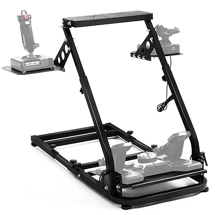 Anman Foldable Flight Sim Stand Fits for Logitech Thrustmaster G29,G920,G923,X52,G PRO,T16000,T248x,T80,T300,Double Gearshift Lever Racing Wheel Stand Adjustable Racing Cockpit, Without Electronics