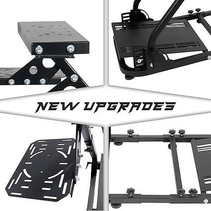 Anman Versatile Flight Sim Stand with Seat Fits for Logitech/Thrustmaster G29,G920,G923,X52,G PRO,T16000,T80,T300,Double Gearshift Lever Racing Wheel Mount Simulator Cockpit,Electronics Not Included