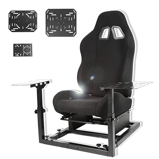Anman Racing Flight Cockpit with Seat Gaming Steering Wheel Stand Fits for Logitech G920 G29 G923/Thrustmaster T300RS T150S TX Fanatec PC PS4 Xbox One,Without Wheel, Pedal, Handbrake