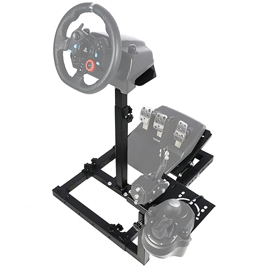 Anman Ultra-Stable Racing Wheel Stand fit for Logitech/Thrustmaster/Fanatec G29 G920 G923 G27 T150 T248 T300RS TMX,Driving Simulator Cockpit Gravity Upgrade,Steering Wheel Pedal Seat Not Included
