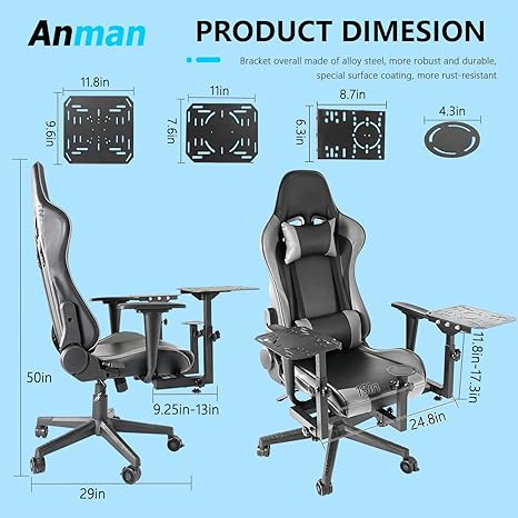 Anman Flight Simulator Cockpit with Racing Seat Fit for A10C Metal Warthog Gear, Logitech G29/G923/G920, THRUSTMASTER T248 Detachable Flight Simulation Stand